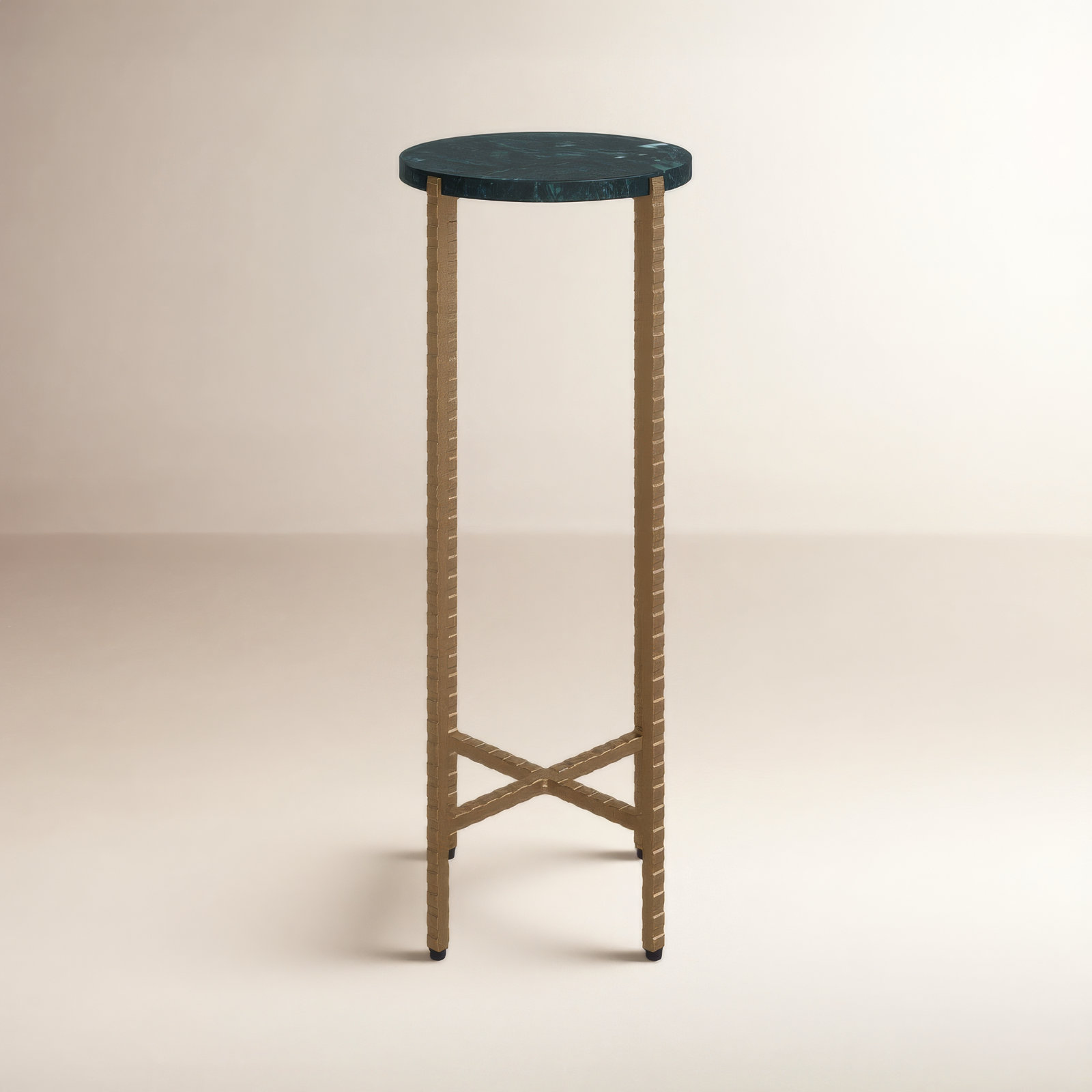 Lia 9" Genuine Marble End Table, Green Marble/Gold