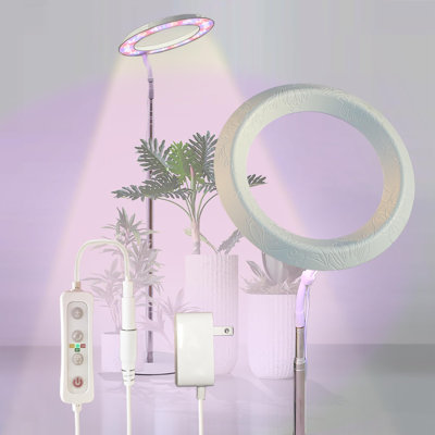 10” Halo Pro Grow Light,Full Spectrum LED Freestanting Plant Grow Lamp for Indoor Larger Plants with 3 Kind of Light Colors switchover & 10-Level Dimmable,Auto On Off Timing 4/8/12Hrs (Relief)