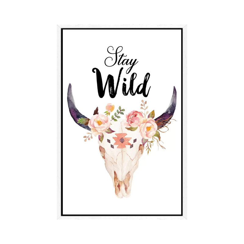 Stay Wild - Print on Canvas, 101.6cm H x 66.04cm W x 3.81cm D, White Framed