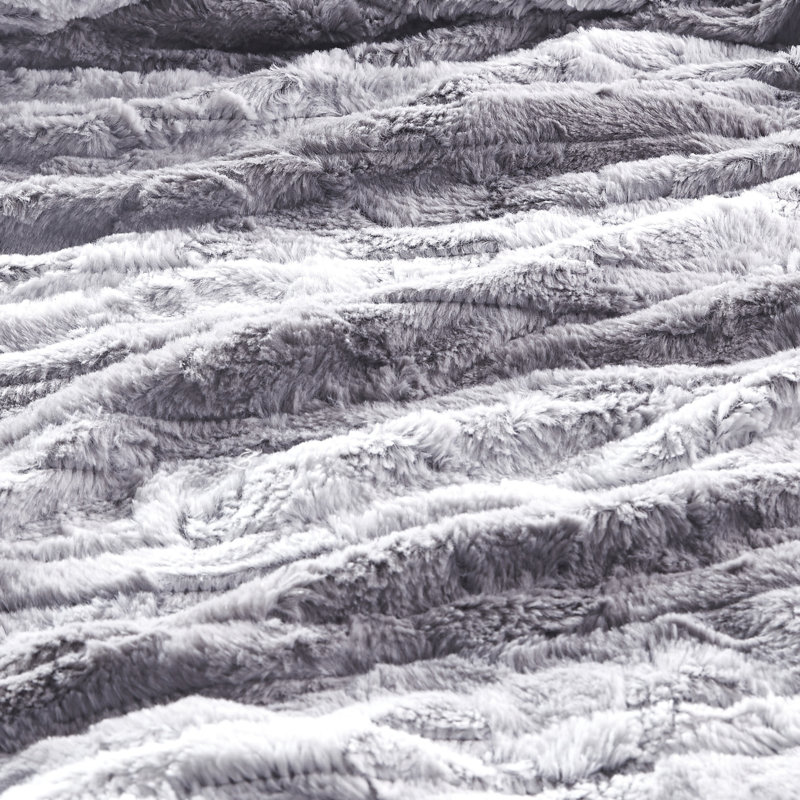 Gray Faux Fur Reversible Heated Electric Throw Blanket