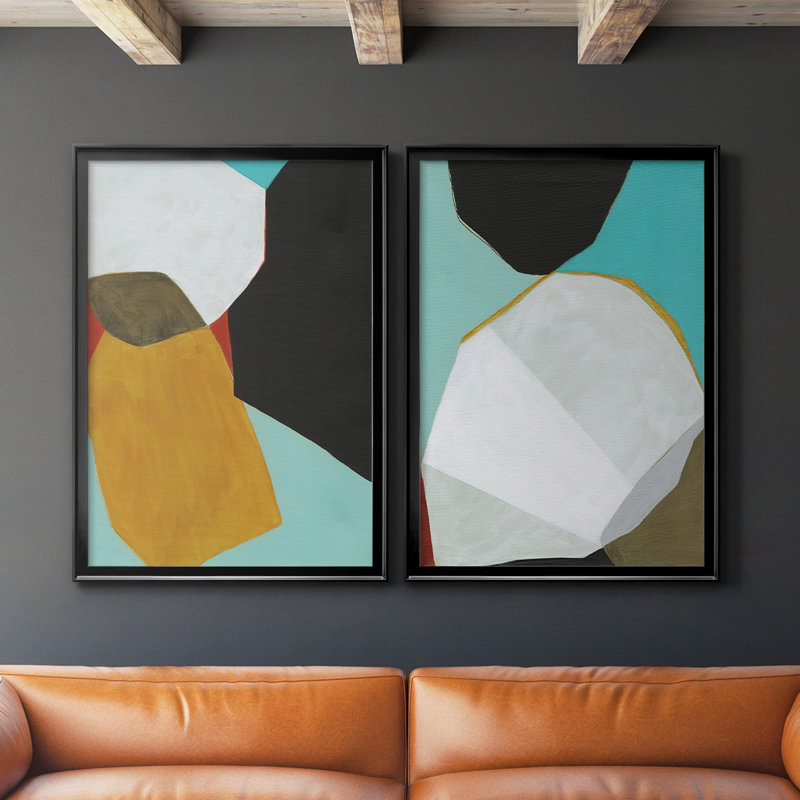 Graphica I, toile encadrée de qualité supérieure - prête à être accrochée, H 37 po x l 24,5 po, Noir