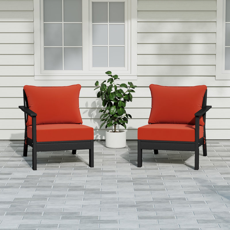 Ensemble de sièges profonds avec coussins, Orange, Black