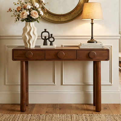 Mid Century Console Table With Solid Wood Legs