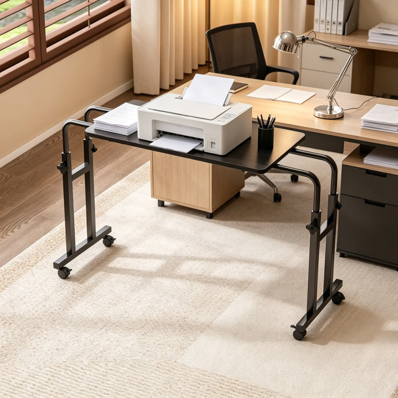 Table de lit avec roulettes, bureau pour lit d'hôpital à hauteur et longueur réglables, support pour ordinateur portable à pieds en métal robuste pour utilisation adulte, canapé polyvalent et table inclinable