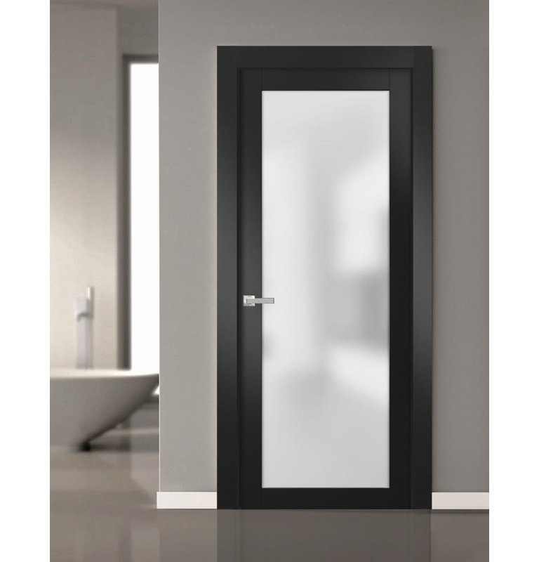 Dalle de porte intérieure moderne Planum, 42 po x 84 po, Noir mat