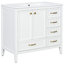 Meuble-lavabo de 36 po avec lavabo, structure et pieds en pin, finition blanche, porte, 4 tiroirs pour un rangement efficace, meuble-lavabo de 36 po, structure en bois massif blanc, plomberie en céramique lisse
