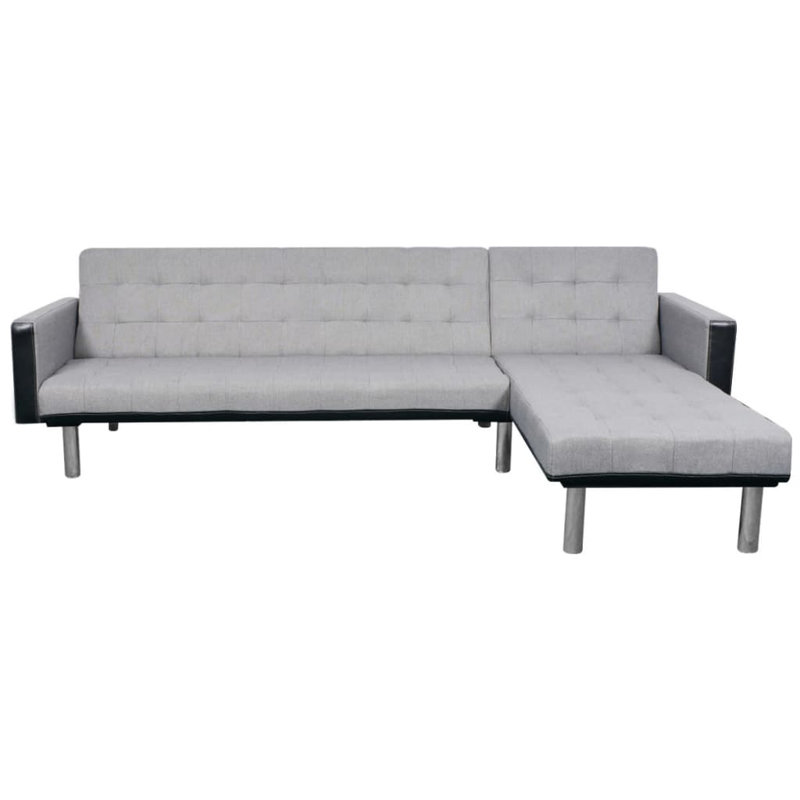 L-shaped Sofa Bed Fabric Black and Gray