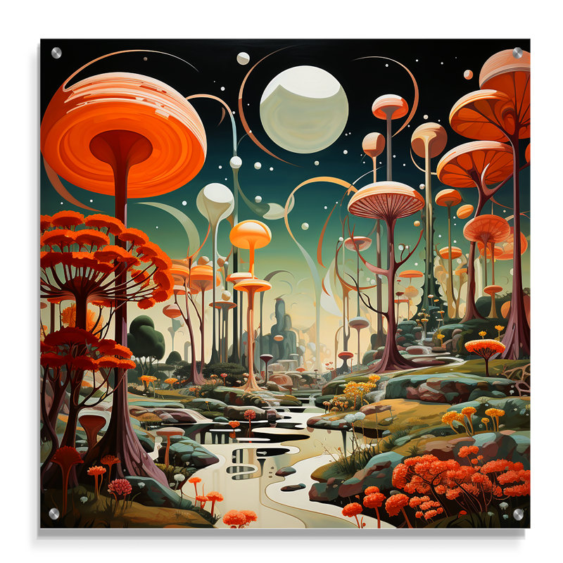 Buckhurst - Art mural abstrait Mid-Century en acrylique, H 16 po x l 16 po
