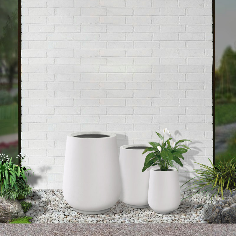 Ensemble de pots à fleurs 3 pièces Romila, Blanc éclatant