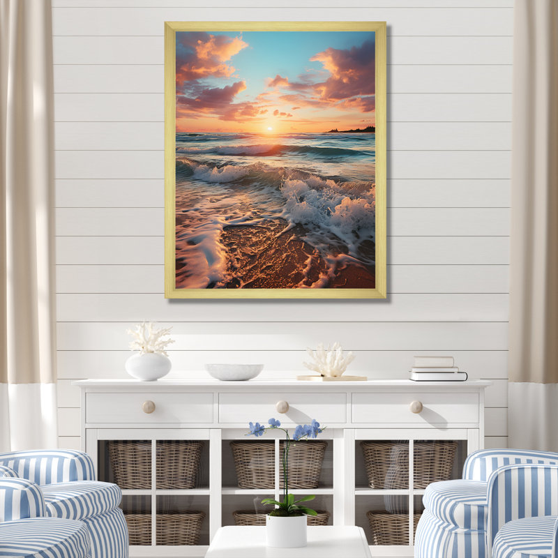 Ameya Beach Golden Sands XVIII sur toile, H 40 po x l 30 po x P 1,5 po, Encadrement doré