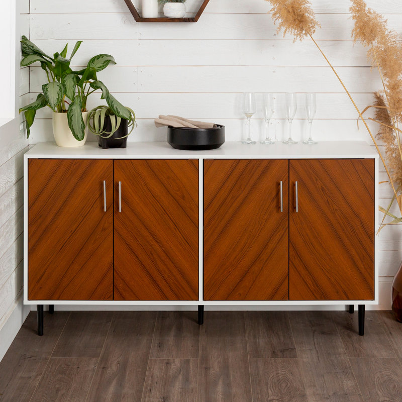Buffet de porte Mid-Century , Teck / Blanc