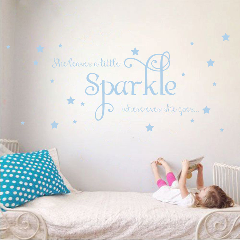 Décalcomanie murale sparkle, Bleu poudré, H 15 po x l 36 po x P 0,01 po