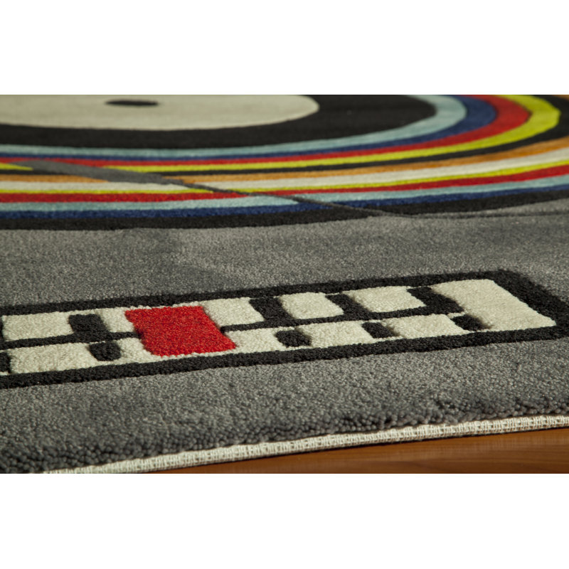 Tapis gris touffeté à la main à motif géométrique Abdulkerim, Rectangle 8 pi x 10 pi