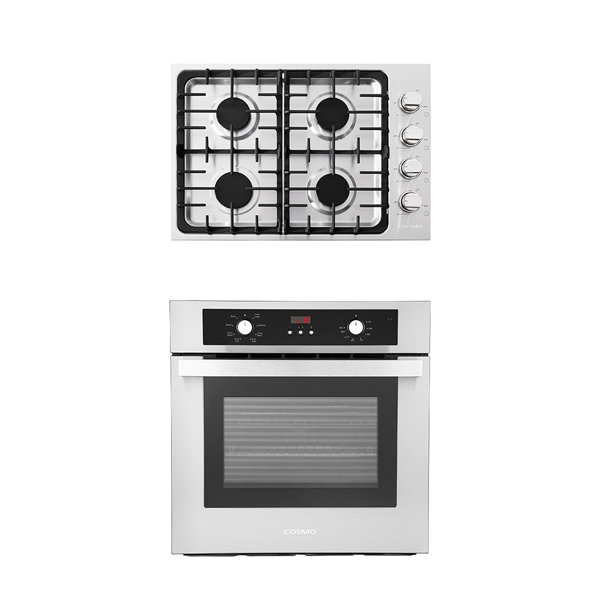2 Piece 30 GAS Cooktop & 24 Electric Wall Oven Set Cosmo