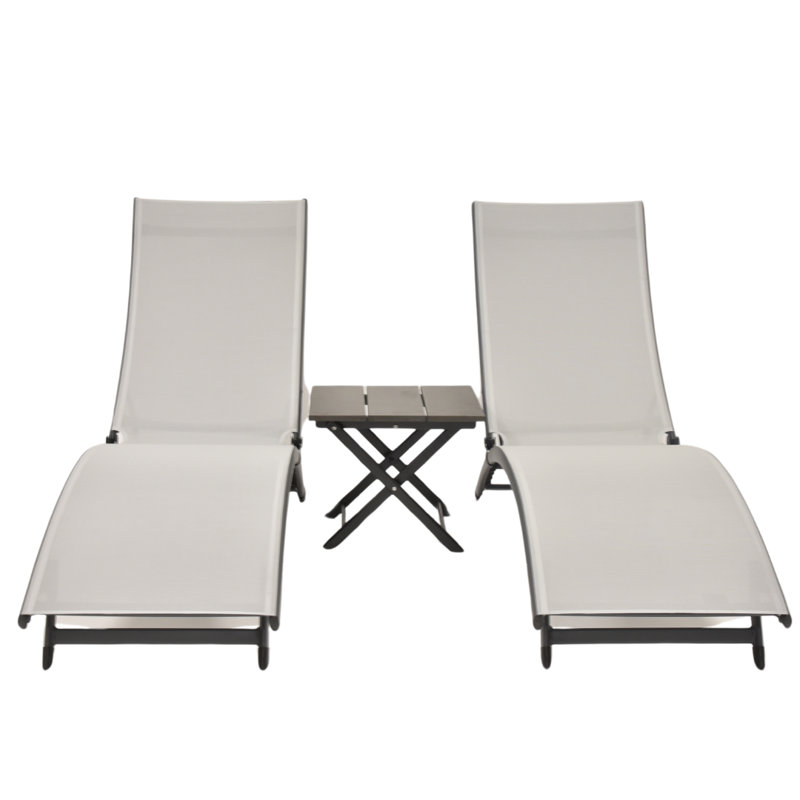 Bontang Sun Lounger Set with Loungers and Table, Light Gray