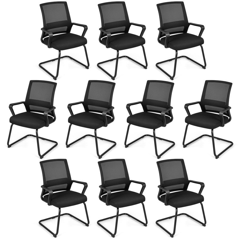 Inbox Zero 10 PCS Office Mesh Chair Office Guest Conference Chair w/ Lumbar Support Ergonomic Backrest