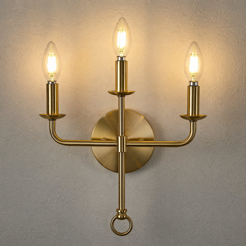 3-Light Antique Brass Candle Wall Sconce