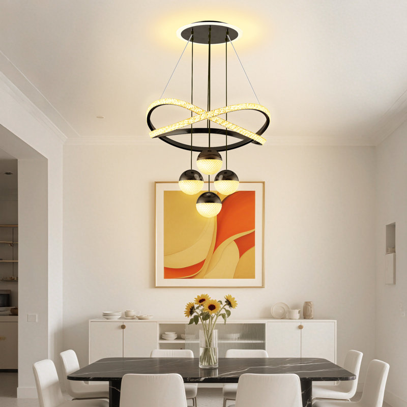 Lustre géométrique à DEL, Noir mat