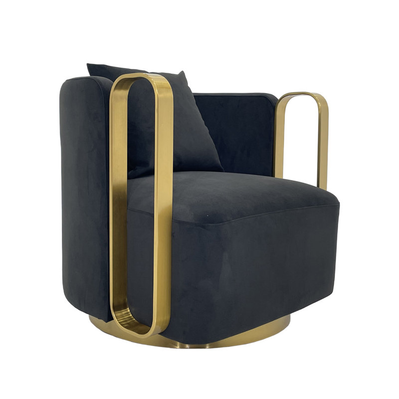 Accent Chair With Fabric Cushion, Black Velvet