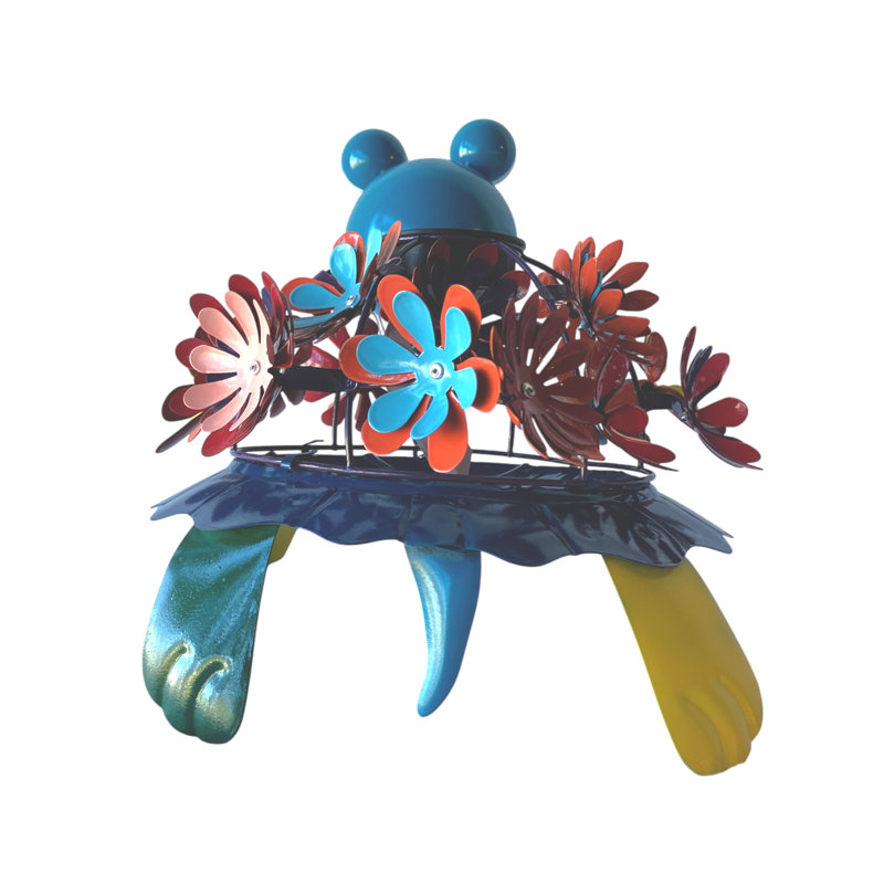 Statue de tortue solaire avec corps floral