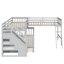 Lit superposé simple au-dessus d'un lit double gris avec 3 tiroirs. Cadre en bois massif. Options de rangement supplémentaires. Garde-corps. 118,3 L x 96,8 l 61,2 H. Assemblage requis tiroirs et escalier. Structure. Espace. Garde-corps pour.-835996419-835996417