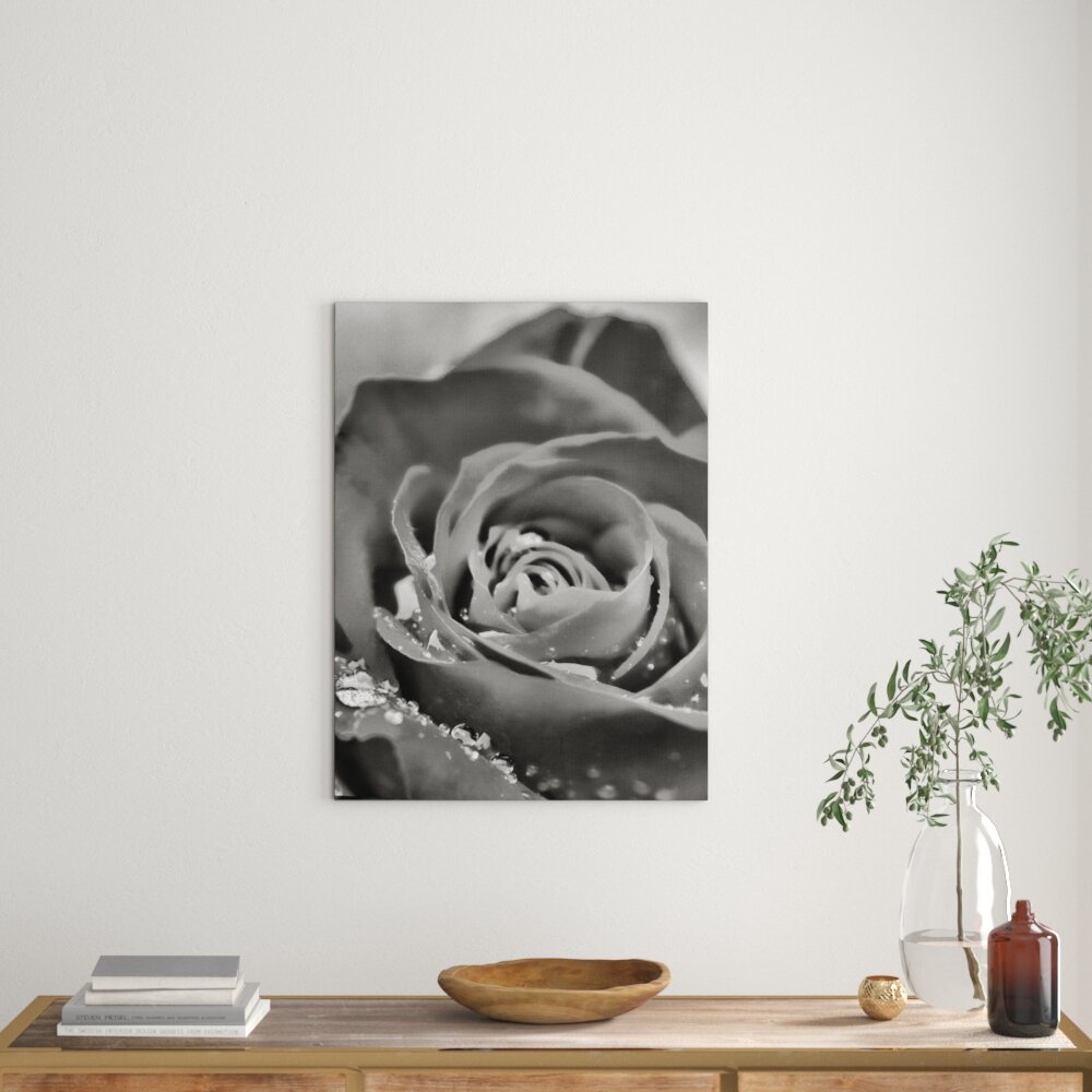 Leinwandbild Rose mit Wassertropfen