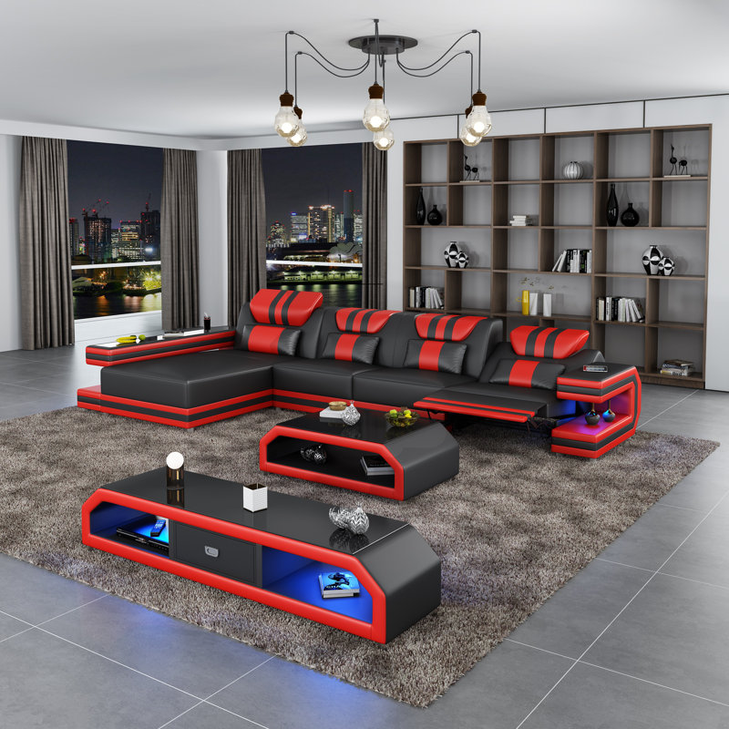 Lightspeed TV Stand for TVs up to 78", Black/Red