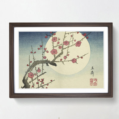 Red Plum Branch & Moon by Utagawa Hiroshige - Picture Frame Painting Print