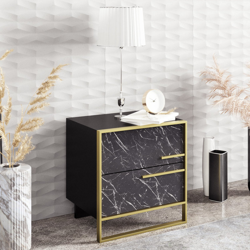 Mario 50cm W Bedside Table, Black