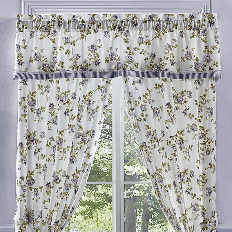 Cantonnière droite 72 po Rosemary, Blanc / mauve / sauge