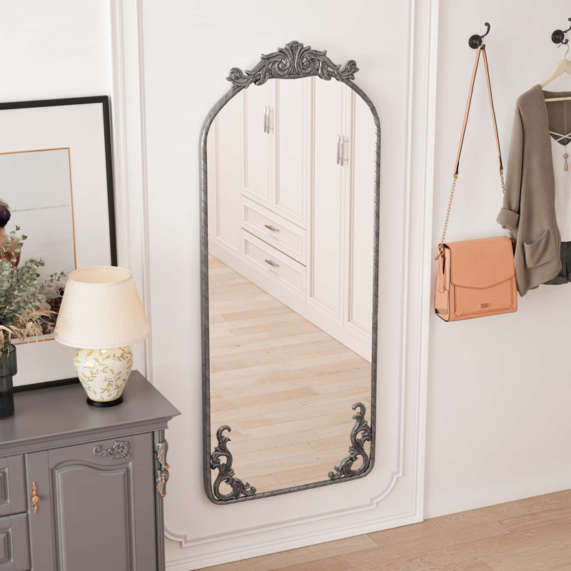 Miroir mural suspendu, Argent antique