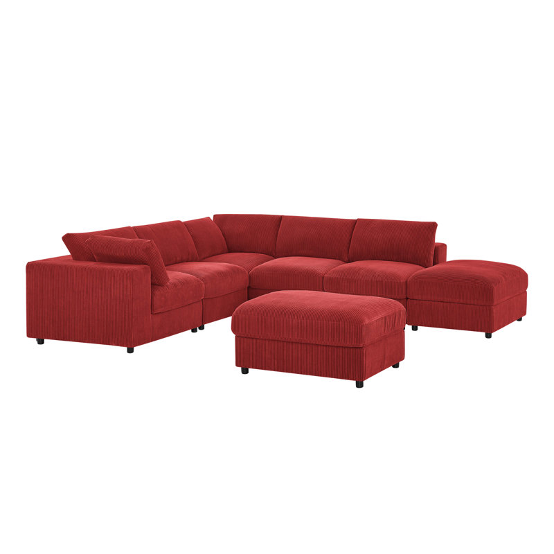 Canapé modulaire en velours côtelé Chanpinemere, Red Corduroy