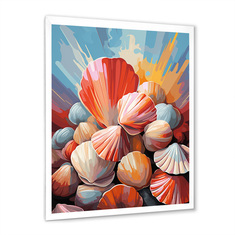 Impression sur toile Veendam Seashells Pop Art, Cadre photo blanc, H 20 po x l 12 po x P 1 po