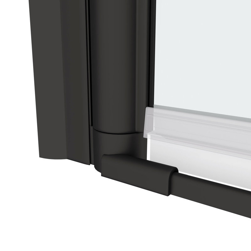 Matted Black Shower Door With Universal Pivot - 1 3/8" Adjustment, 1/4" Tempered Clear Glass, Smooth System, Good Leak Function, Easy Installation In Adjustable, 36000 Times Test Of Opening-closing,
