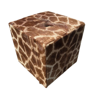 Real Giraffe Skin Ottoman 20X22X23"