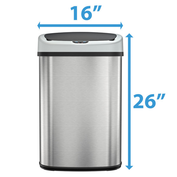 Stainless Steel 13 Gallon Touchless Kitchen Trash Can - Silver