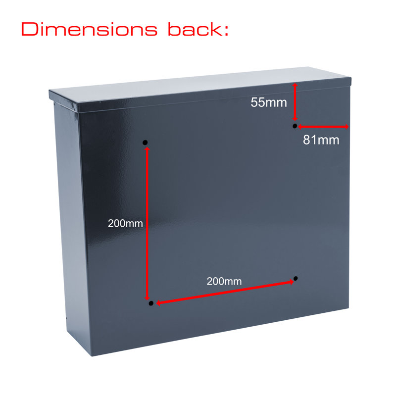 Elegance Wall Mounted Galvanised Steel Lockable Weatherproof Post Box - 36x31x10cm, Anthracite