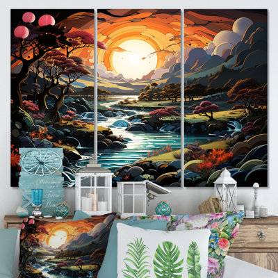 «Yellow Enchanted Meadows Fantasy I», art mural abstrait
