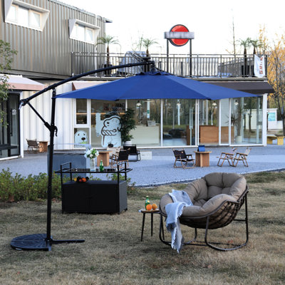 Parasol de jardin 10 pi à DEL solaire - Bleu marine 40 lumières Réglage de la fonction d'inclinaison sans effort Stable Résistance au vent à énergie solaire marché bleu