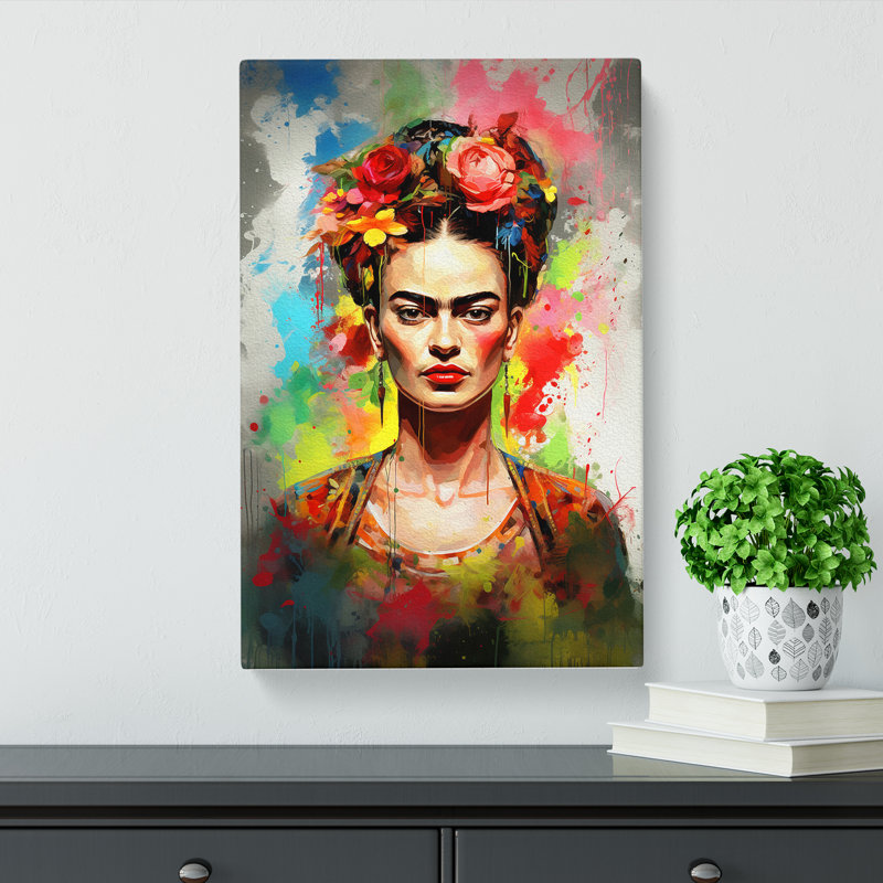 Frida Kahlo Gestural - Wrapped Canvas, 50cm H x 35cm W x 3cm D
