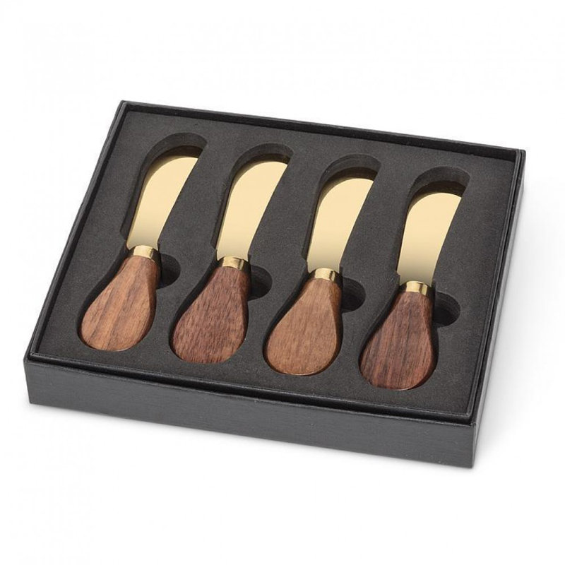 Set Of 4 Walnut Handled Pate Spreader