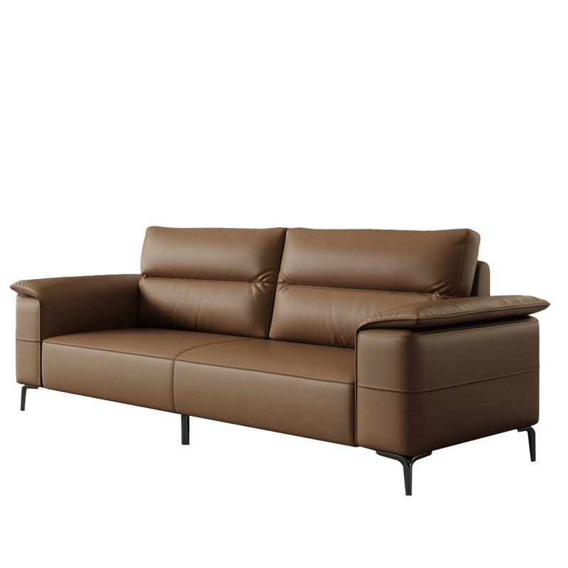 Simple sofa, Brown Faux Leather
