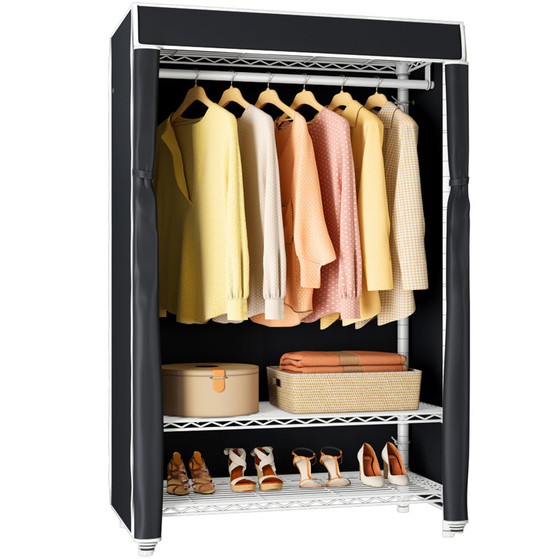 36.6'' Metal Freestanding Garment Rack, Black/White