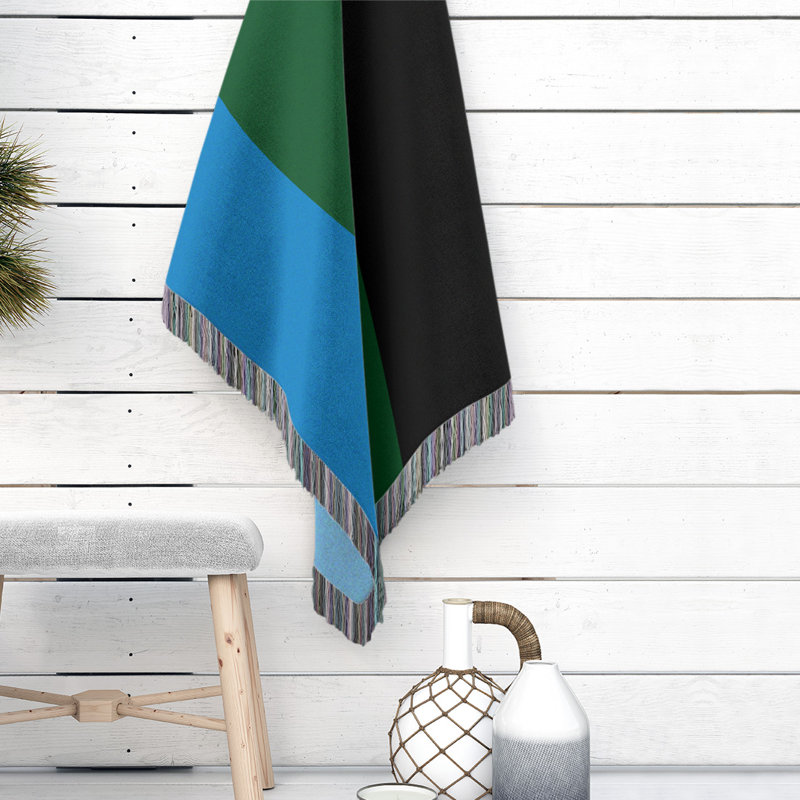 Couverture en coton Charlotte, l 50 po x L 60 po, Bleu des Grands Lacs / vert de Good Land / noir, Basketball Milwaukee