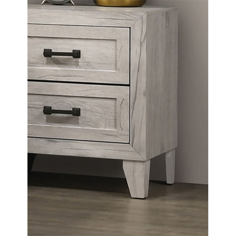Table de chevet contemporaine en mélamine blanc délavé 1pc