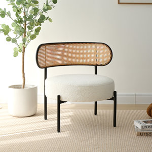 Alaric Boucle Upholstered Chair with Rattan Back