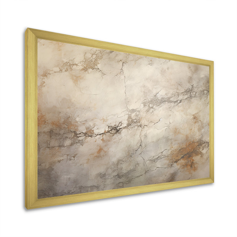 Tempêtes de minimalisme beige III sur toile, Cadre doré simple, H 12 po x l 20 po x P 1 po