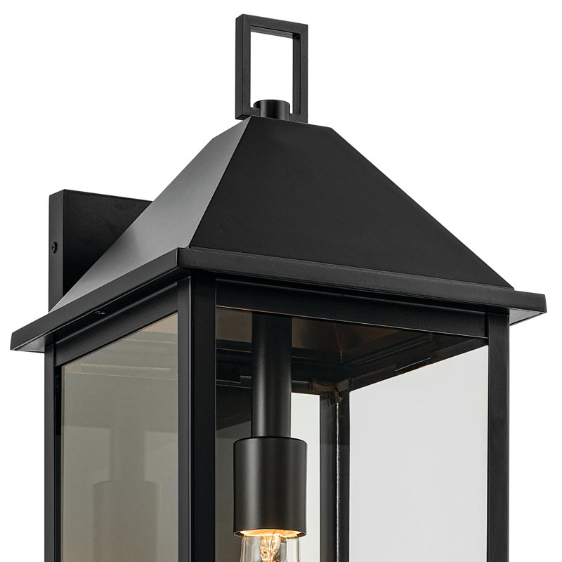 22" 1-Light Outdoor Wall Light with Clear Glass, Satin Black