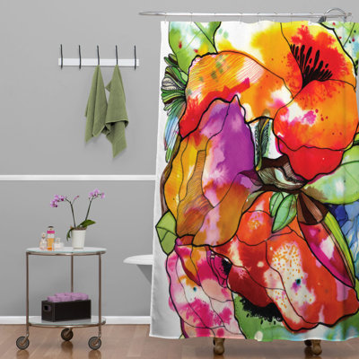 Rideau de douche simple Flowers