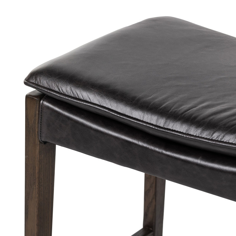 Aya Stool, Bar Stool (30.71" Seat Height), Genuine Leather Sonoma Black